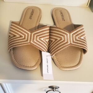 Lane Bryant Slide In Sandals - Tan & White
